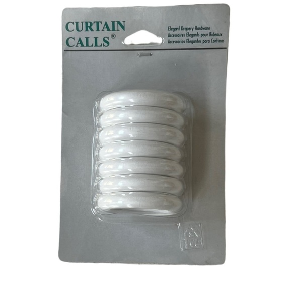 New 7 wood painted white drapery rings with hooks. - Picture 1 of 3